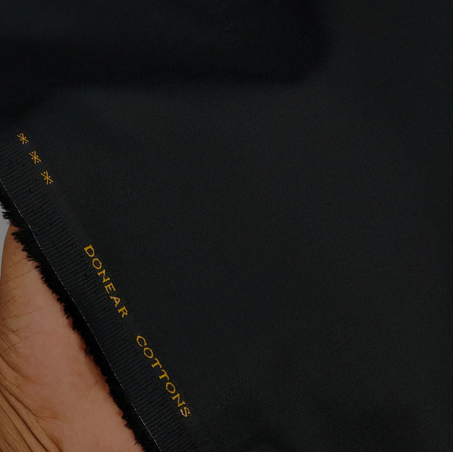 Trouser Fabric Donear Giza Cotton Stretchable Plain Colour Black
