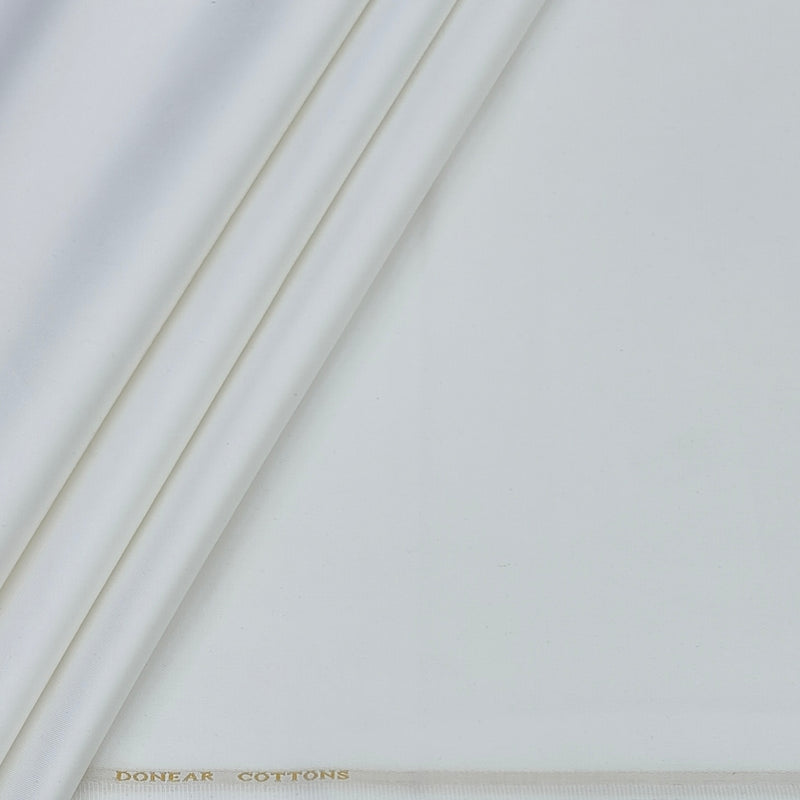 Trouser Fabric Donear Giza Cotton 2Ply Stretchable Plain Colour White