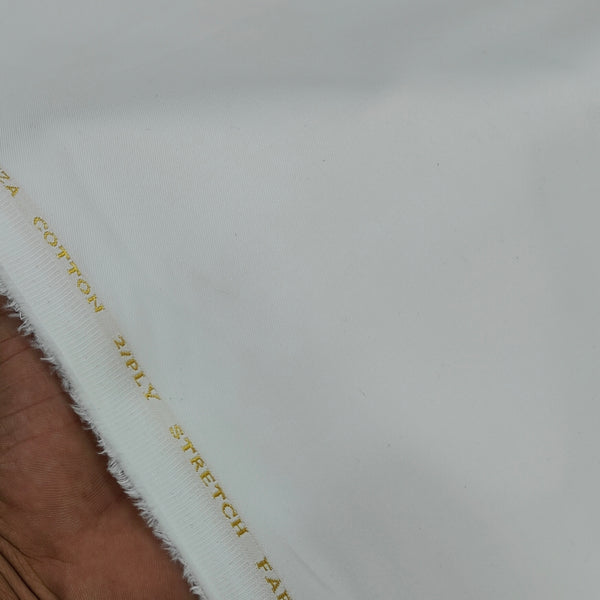 Trouser Fabric Donear Giza Cotton 2Ply Stretchable Plain Colour Off White