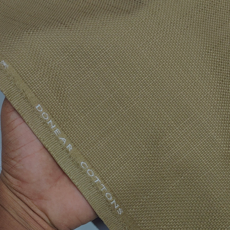 Trouser Fabric Donear Pure Cotton Stretchable Textured With Slub Colour Peanut Brown