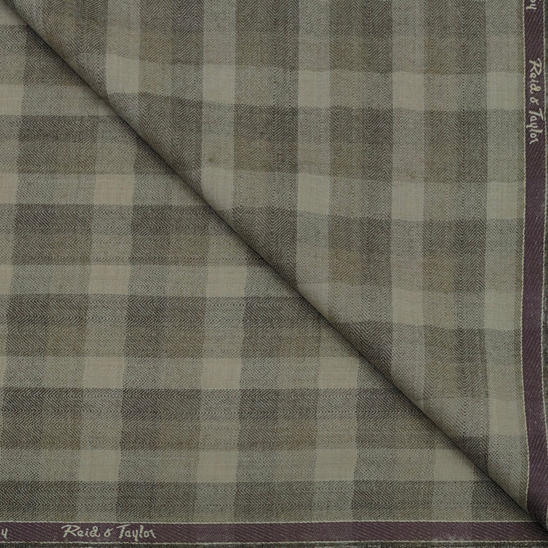 Tweed Blazer Fabric Reid N Taylor 100% Wool Check Colour Taupe Brown