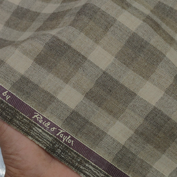 Tweed Blazer Fabric Reid N Taylor 100% Wool Check Colour Taupe Brown