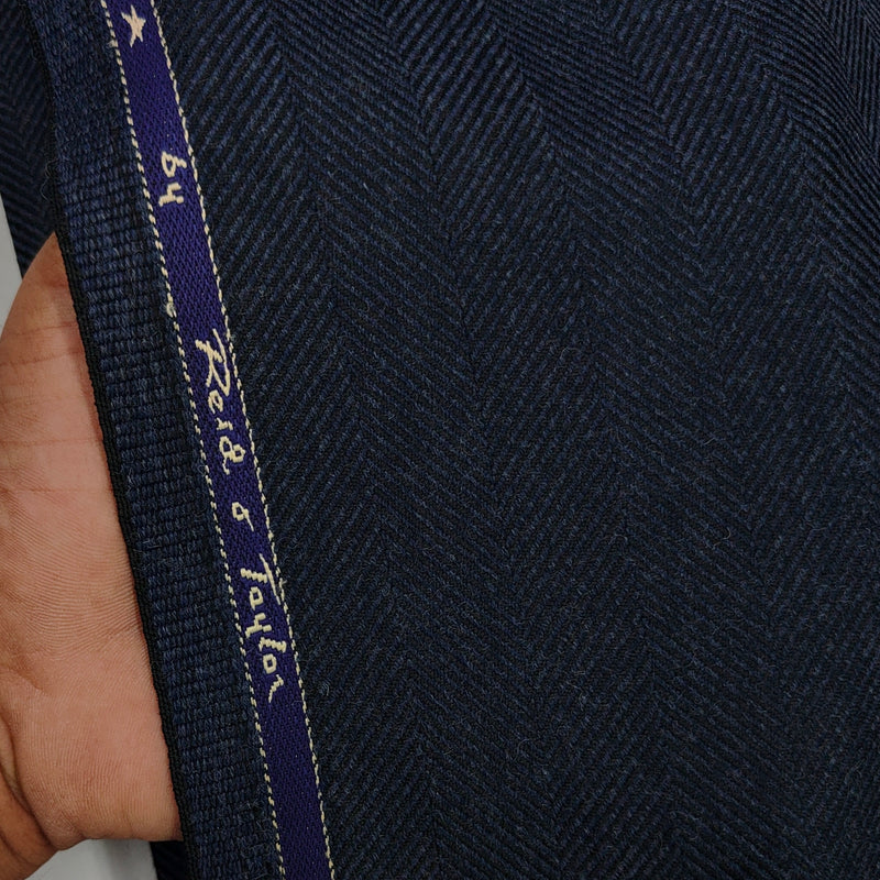 Tweed Blazer Fabric Reid N Taylor Wool Blended Herringbone Colour Dark Blue