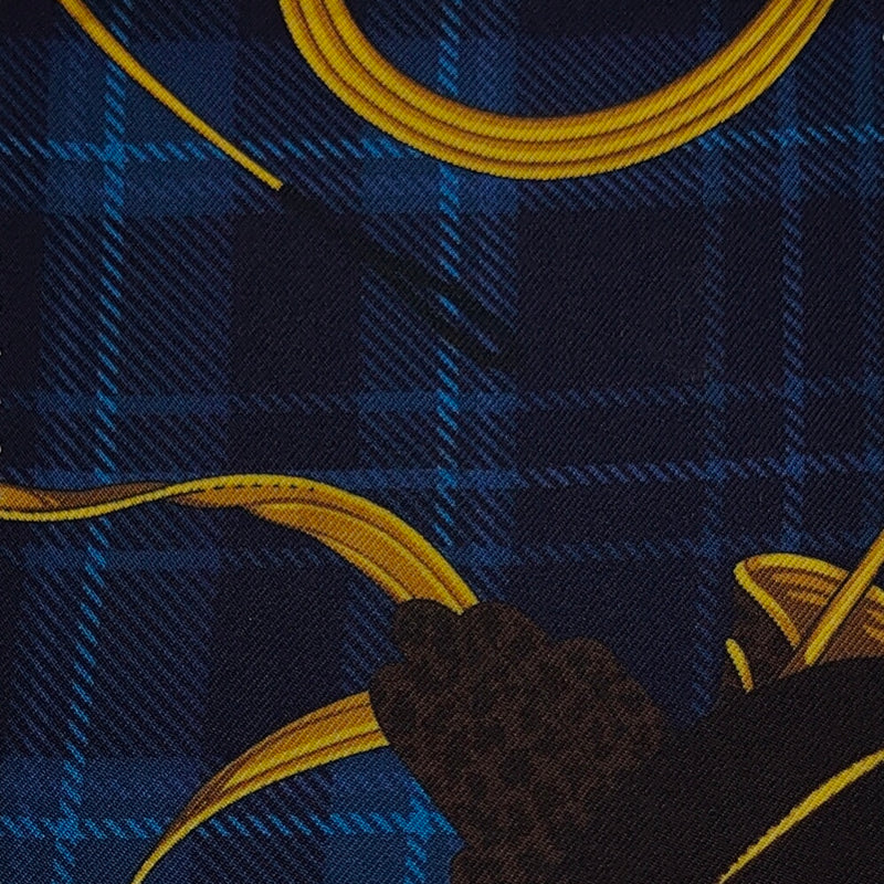 Shirt Fabric Raymond Regio Italia 100% Silk Digital Printed Colour Dark blue and goldan