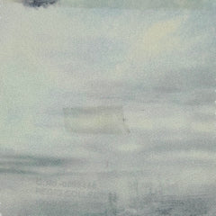 Shirt Fabric Raymond Regio Italia 100% Silk Digital Northern River Scene Print Colour Flake White, Muted Green N Ivory Grey