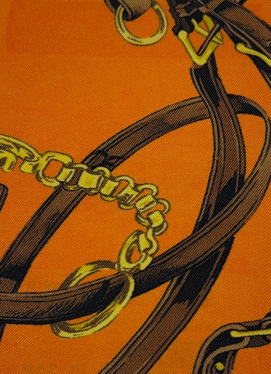 Shirt Fabric Raymond Regio Italia 100% Silk Digital Printed Colour burnt orange, tangerine, or Hermès orange