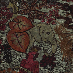 Shirt Fabric Raymond Regio Italia 100% Silk Digital Jungle Elephant Print Colour Mehandi Green