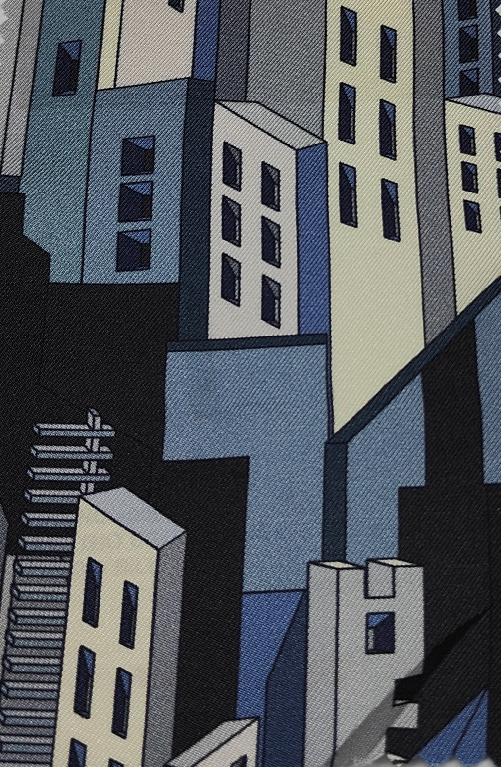 Shirt Fabric Raymond Regio Italia 100% Silk Digital Printed Colour Slate Blue,Denim Blue, Warm Cream N Charcoal Grey