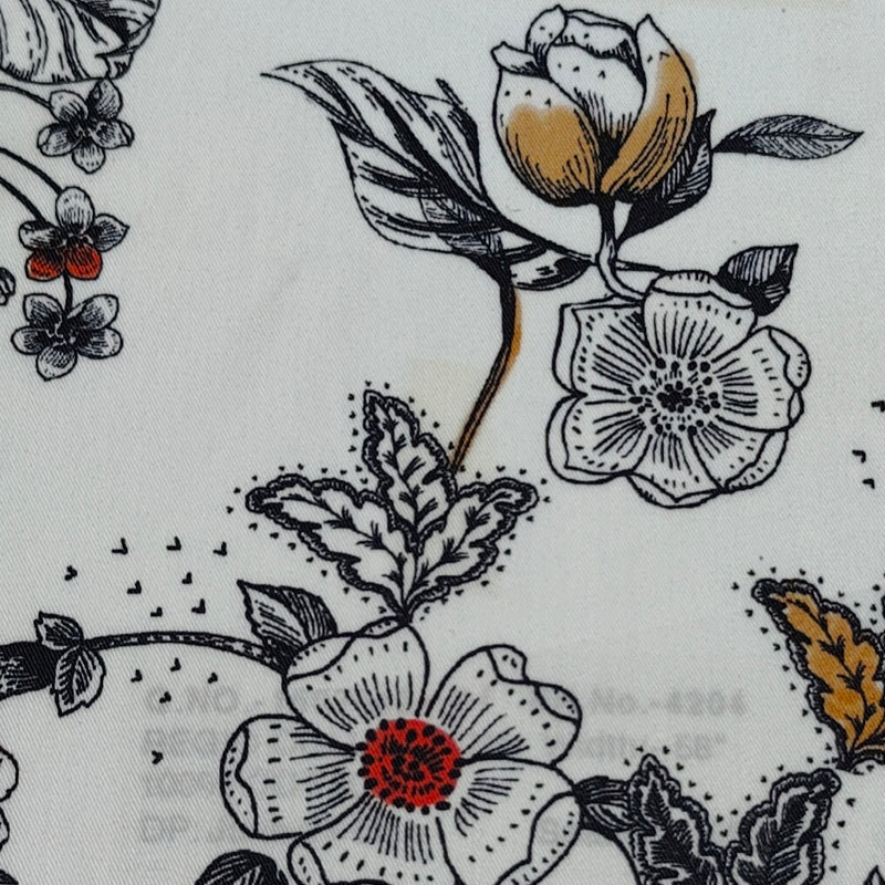 Shirt Fabric Raymond Regio Italia 100% Silk Digital Printed Colour off white and black