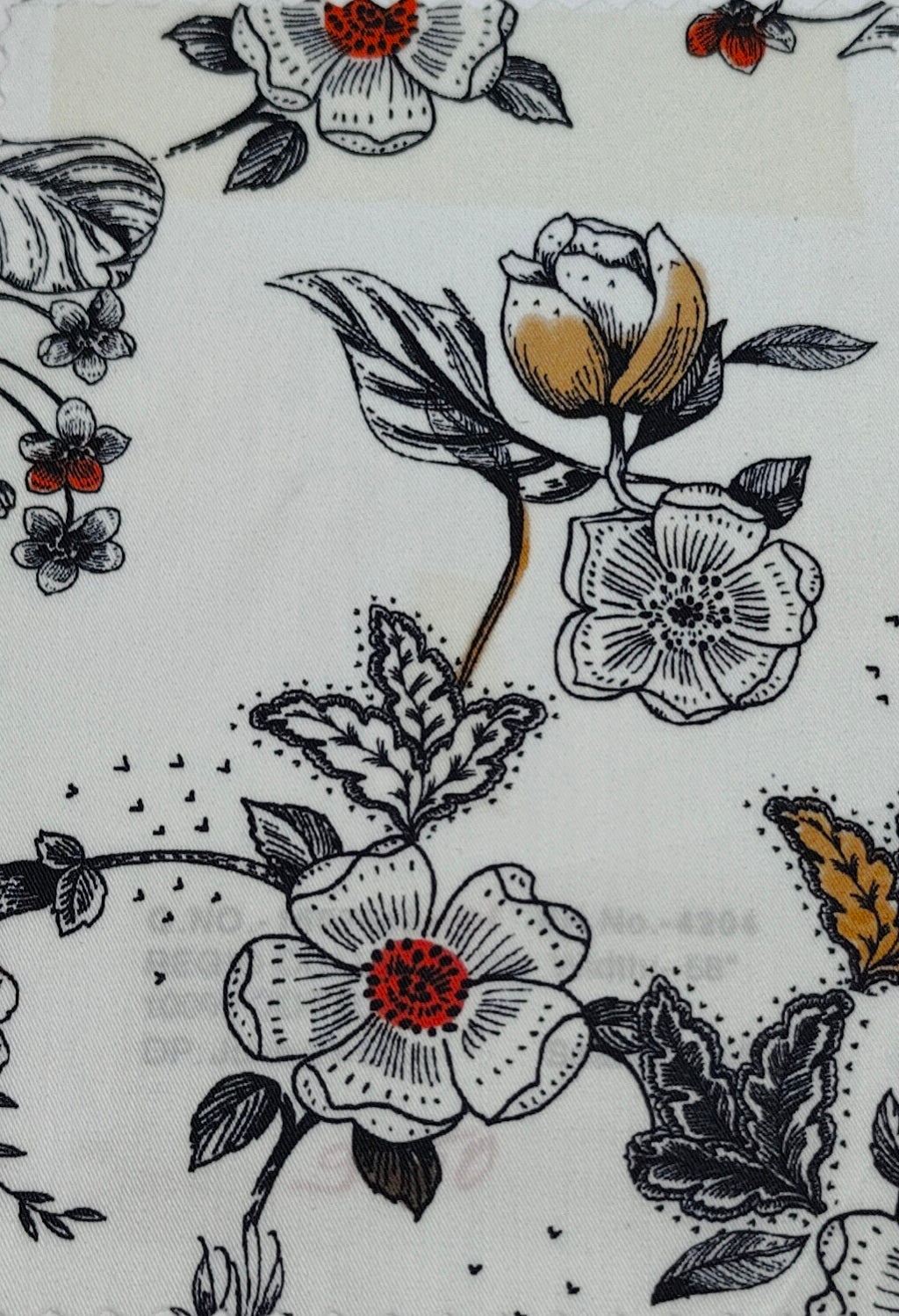 Shirt Fabric Raymond Regio Italia 100% Silk Digital Printed Colour off White and black