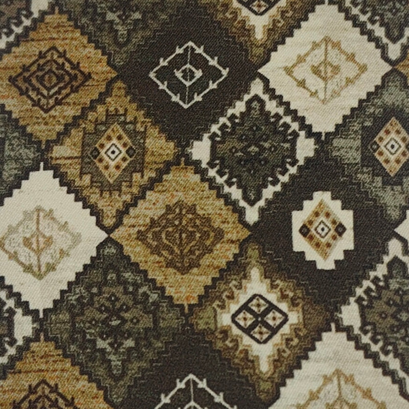 Shirt Fabric Raymond Regio Italia 100% Silk Digital Patchwork Print Colour Mocha Brown