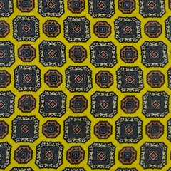 Shirt Fabric Raymond Regio Italia 100% Silk Digital Retro Geometric Palette Print Colour Mustered Yellow