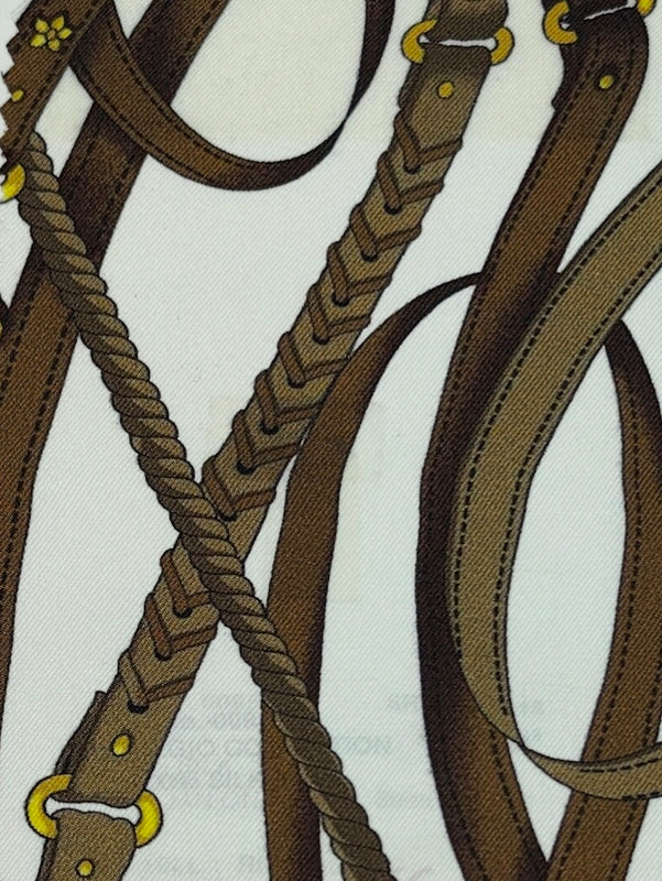 Shirt Fabric Raymond Regio Italia 100% Silk Digital Equestrian Print Colour Chestnut brown