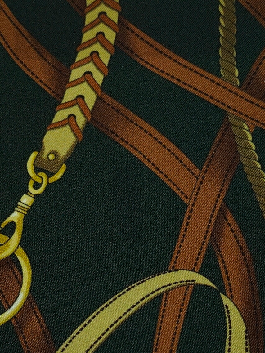 Shirt Fabric Raymond Regio Italia 100% Silk Digital Belt n Chain Print Colour Black, Tan, Mehogany