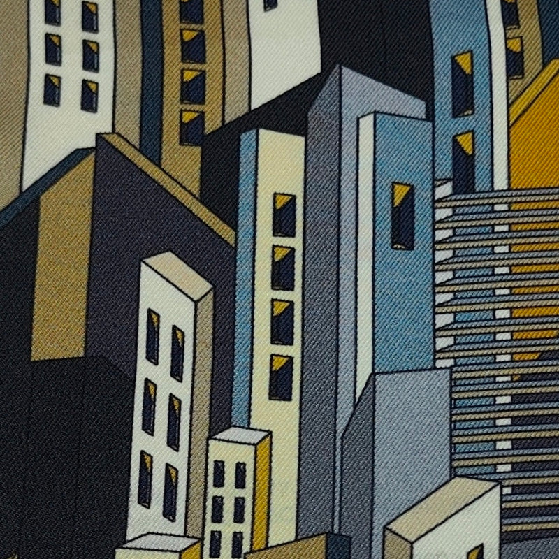 Shirt Fabric Raymond Regio Italia 100% Silk Digital building Printed Colour Dark blue and Black,goldan