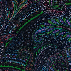 Shirt Fabric Raymond Regio Italia 100% Silk Digital Paisley Print Colour Jewel Tone Black
