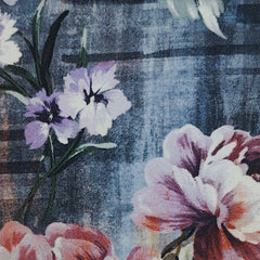 Shirt Fabric Raymond Regio Italia 100% Silk floral watercolor Digital Print Colour lavender and purple