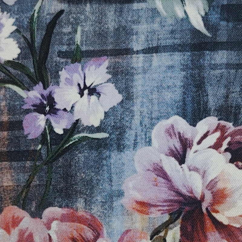 Shirt Fabric Raymond Regio Italia 100% Silk floral watercolor Digital Print Colour lavender and purple