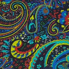 Shirt Fabric Raymond Regio Italia 100% Silk Paisley Digital Print Colour Bright Yellow Cobalt Blue