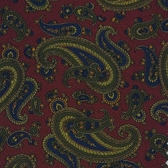 Shirt Fabric Raymond Regio Italia 100% Silk Digital Paisley Print Colour Burgundy N Olive Green