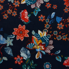 Shirt Fabric Raymond Regio Italia 100% Silk Digital Chintz floral Print Colour Dark Blue