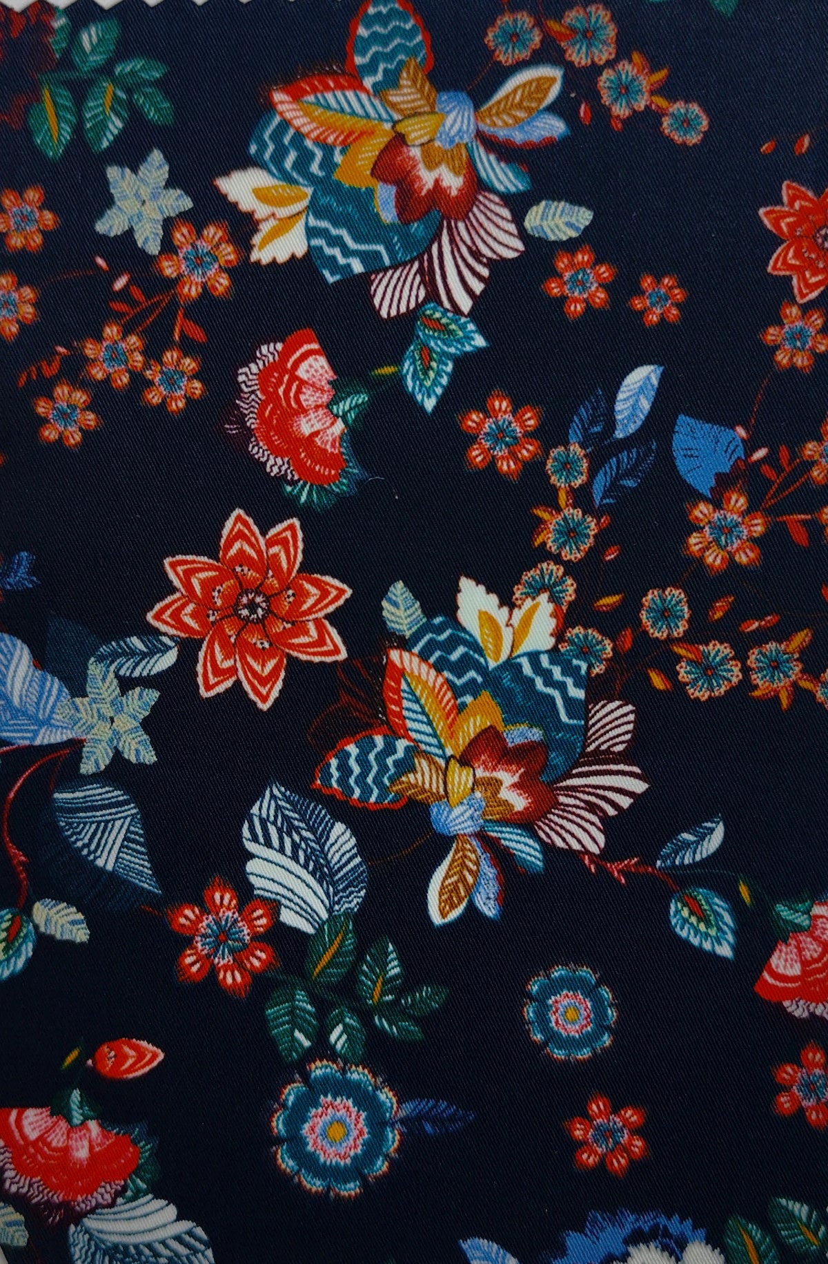 Shirt Fabric Raymond Regio Italia 100% Silk Digital Chintz floral Print Colour Dark Blue