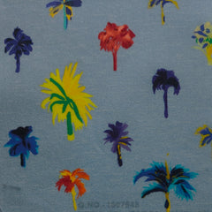 Shirt Fabric Raymond Regio Italia Super 137/2s Giza Cotton Digital Tropical Palm Tree Printed Colour Soft Slate Blue