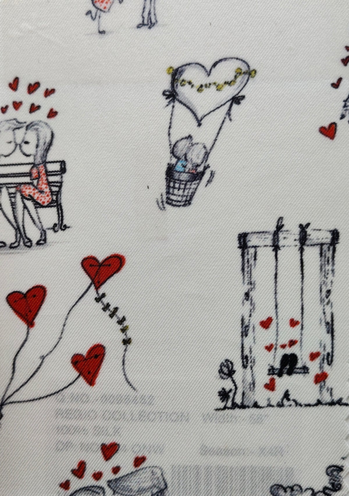 Shirt Fabric Raymond Regio Italia 100% Silk Digital Romantic Couple Doodle Sketch Print Colour Grey and White