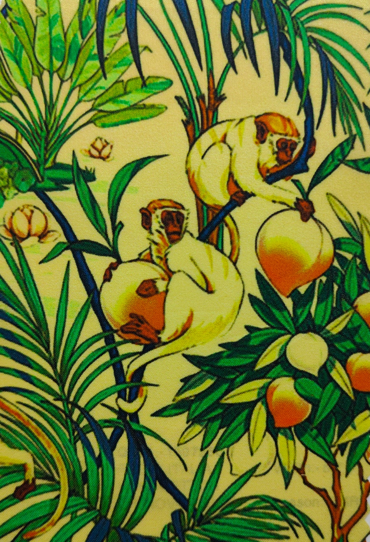 Shirt Fabric Raymond Regio Italia Super 137/2s Giza Cotton Palm motif Printed Colour Lemon Yellow