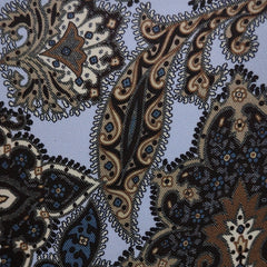 Shirt Fabric Raymond Regio Italia 100% Silk Digital Paisley Print Colour Powder Blue N Chocolate Brown