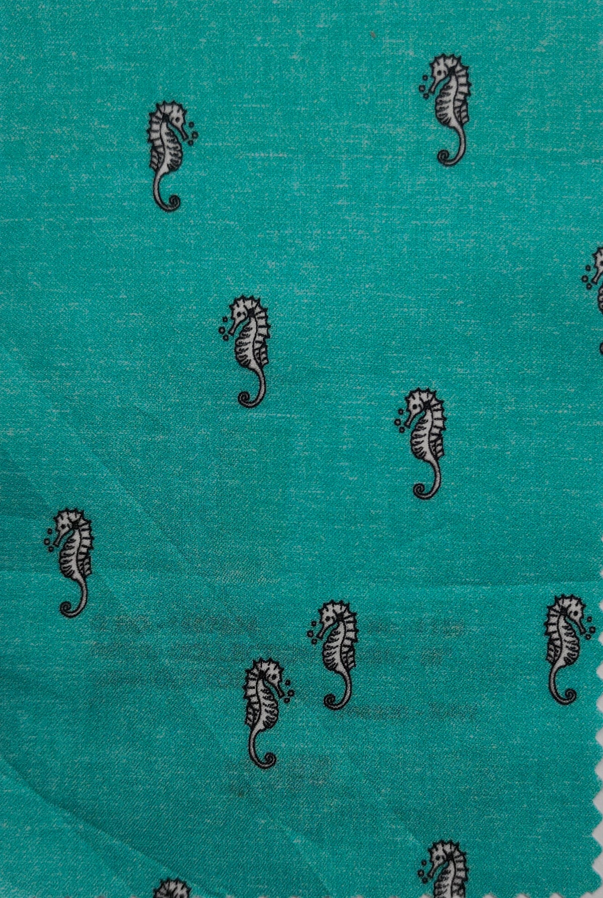 Shirt Fabric Raymond Regio Italia Super 137/2s Giza Cotton scattered seahorse motif Printed Colour Turquoise