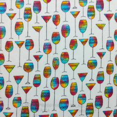 Shirt Fabric Raymond Regio Italia 100% Silk wine, martini, cocktail glassware Print Colour Rainbow