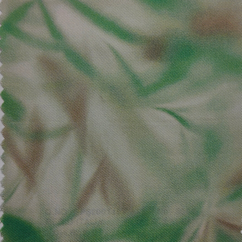 Shirt Fabric Raymond Regio Italia 100% Silk Digital Blur Camouflage Print Colour Grass Green N Off White