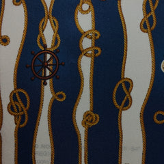 Shirt Fabric Raymond Regio Italia 100% Silk Digital Nautical Rope Print Colour Navy Blue N Tan Brown