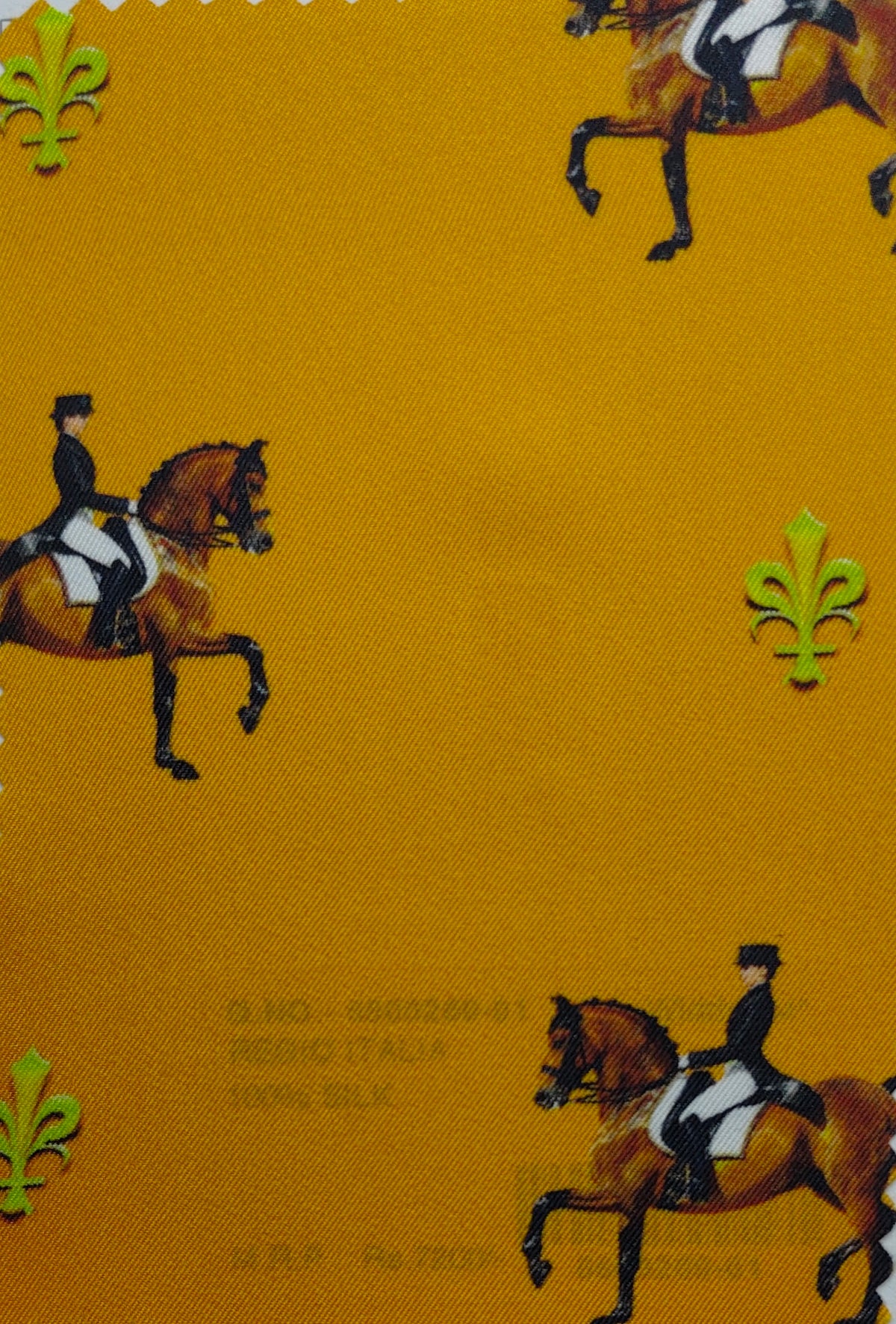 Shirt Fabric Raymond Regio Italia 100% Silk dressage horse riders Print Colur Mustard Yellow N Goldenrod