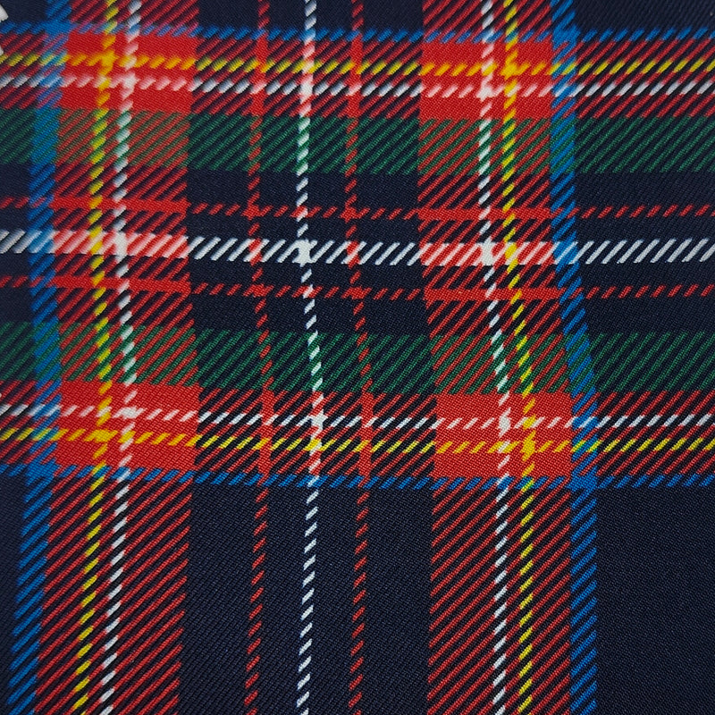 Shirt Fabric Raymond Regio Italia 100% Silk Digital MacBeth Modern tartan Print Colour Dark Blue N Scarlet Red