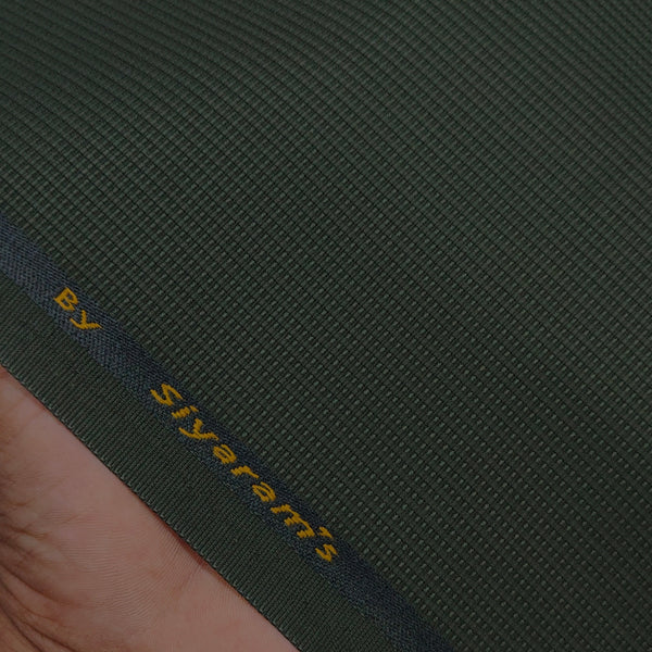 Trouser Fabric Siyaram Poly Cotton Thick N Rough Dobby Colour Dark Army Green