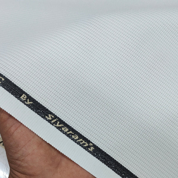 Trouser Fabric Siyaram Poly Cotton Thick N Rough Dobby Colour White