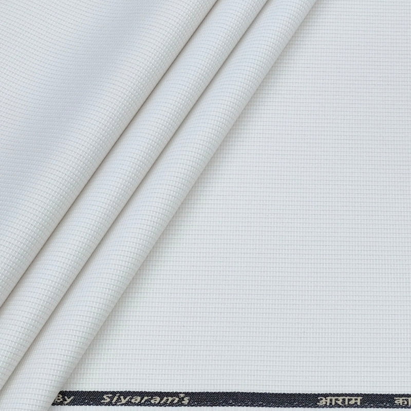 Trouser Fabric Siyaram Poly Cotton Thick N Rough Dobby Colour White