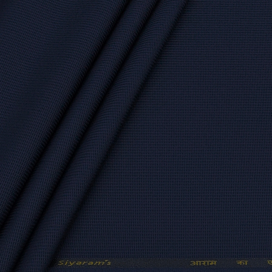 Trouser Fabric Siyaram Poly Cotton Thick N Rough Dobby Colour Midnight Blue