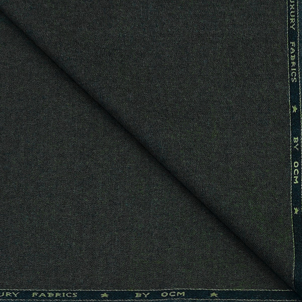 Tweed Blazer Fabric OCM 100% Premium Wool Plain Colour Charc Green