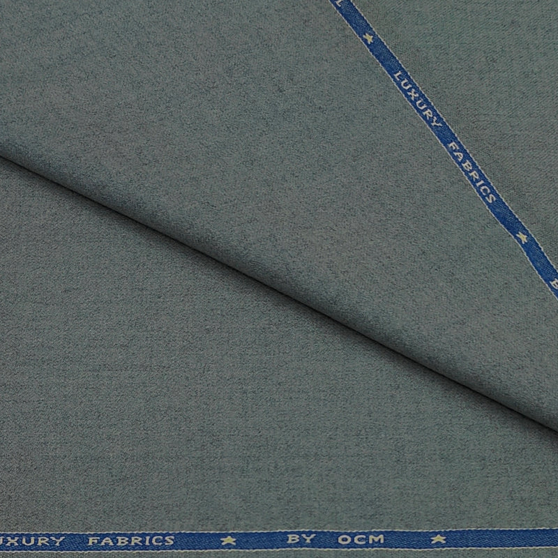Tweed Blazer Fabric OCM 100% Premium Wool Plain Colour Greenish Grey