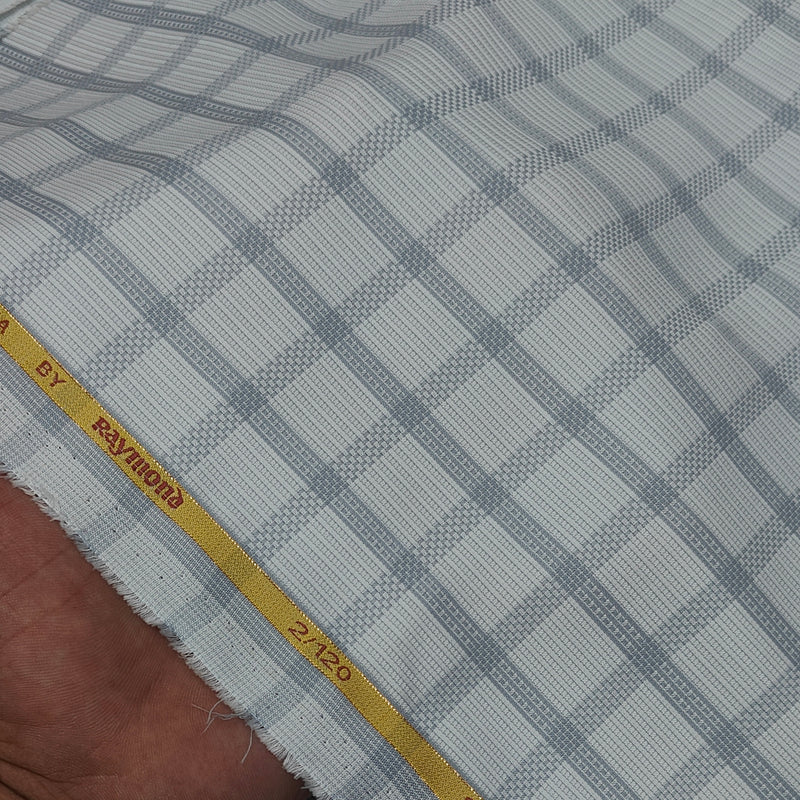 Shirt Fabric Raymond Regio Italia Super 2/120s Giza Cotton Check Colour Silver Grey