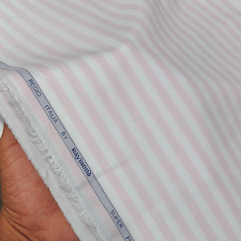 Shirt Fabric Raymond Regio Italia Super Fine Giza Cotton Lining Colour Blush Pink N White