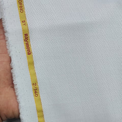 Shirt Fabric Raymond Portofino Super 2/140s Count Giza Cotton Herrinbone Colour Silver White