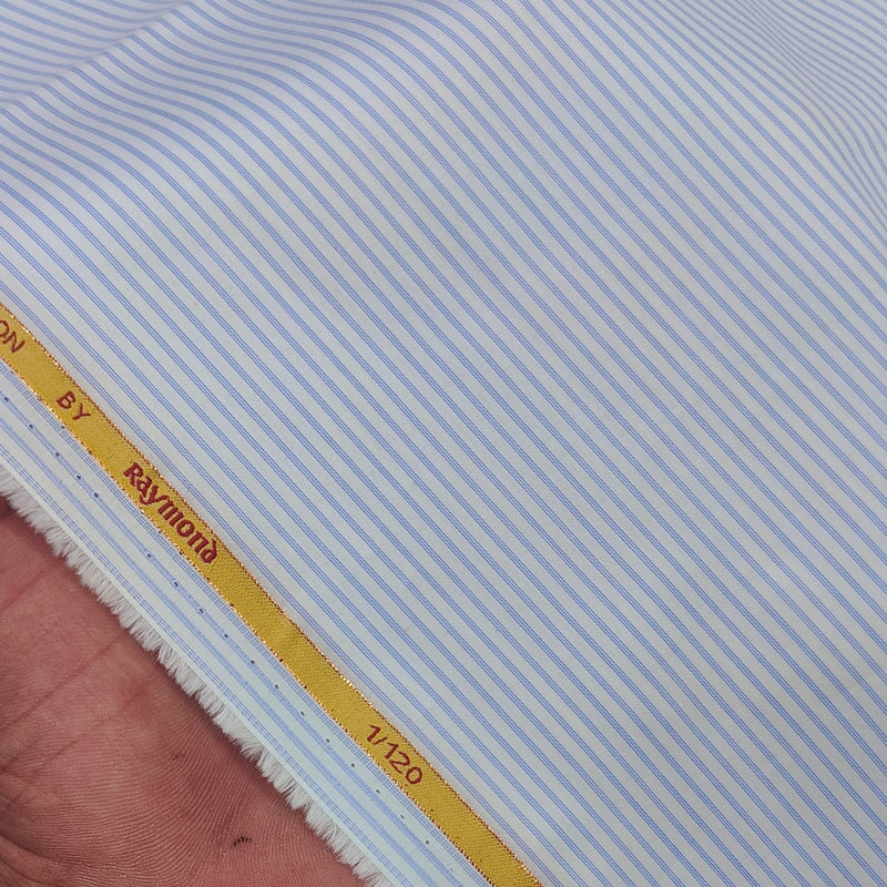 Shirt Fabric Raymond Chairman Super 1/120s Count Giza Cotton Pin Lining Colour Blue N White