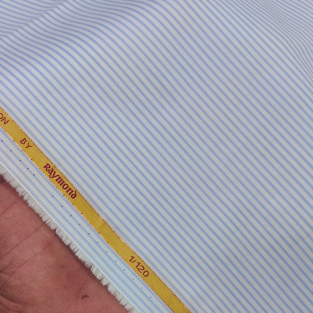 Shirt Fabric Raymond Chairman Super 1/120s Count Giza Cotton Pin Lining Colour Blue N White
