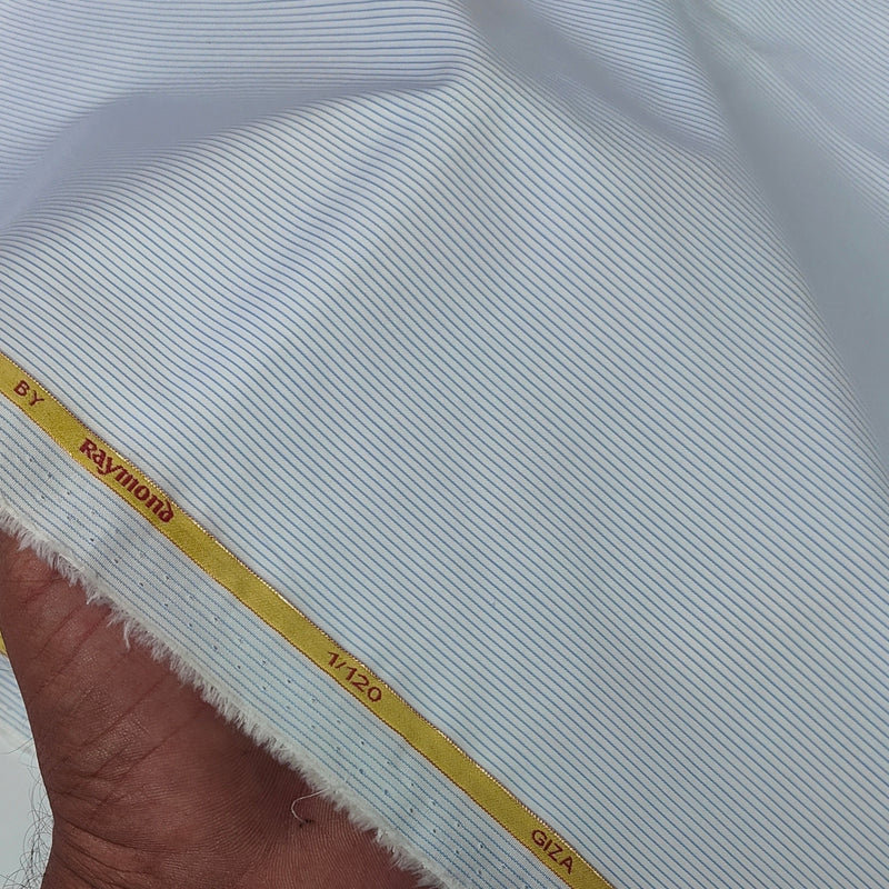 Shirt Fabric Raymond Chairman Super 1/120s Count Giza Cotton Pin Lining Colour Blue N White