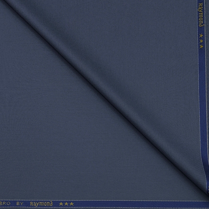 Trouser Fabric Raymond Poly Viscose Plain Colour Oxford Blue