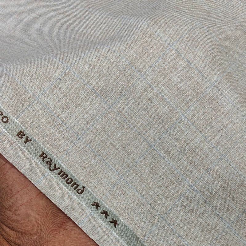 Trouser Fabric Raymond Poly Viscose Self Check Colour Light Brown